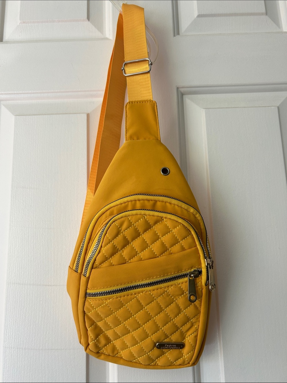 Yellow/Gold Quilted Crossbody Sling Bag